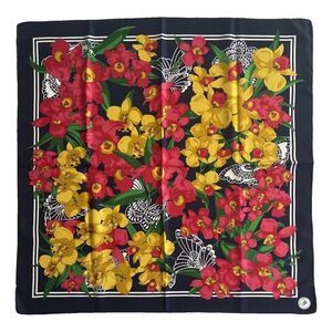 Mantero Collection Silk Scarf Floral Butterflies Orchids 34x34